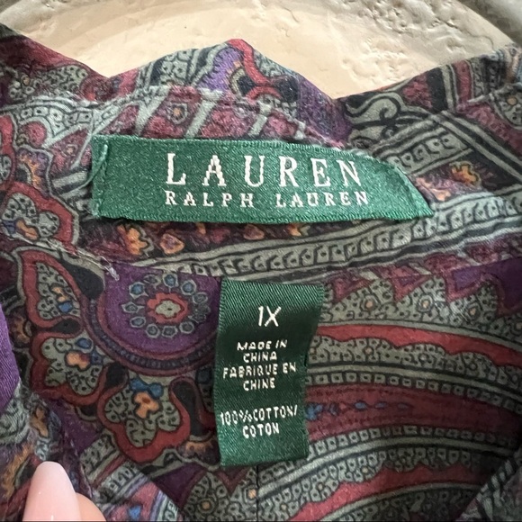 LAUREN RALPH LAUREN Multicolor Paisley Jacquard  Button Down Shirt Sz XL Career - Picture 3 of 8